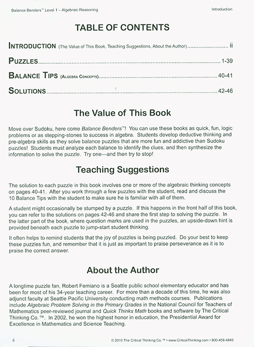 Balance Benders - Level 1 (Grades 4-12)