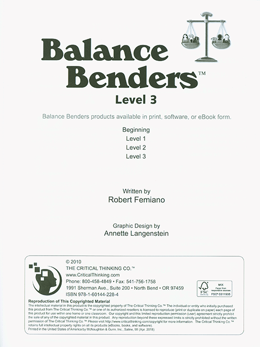 Balance Benders - Level 3 (Grades 8-12)
