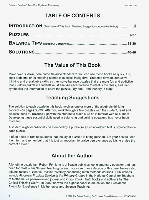 Balance Benders - Level 3 (Grades 8-12)