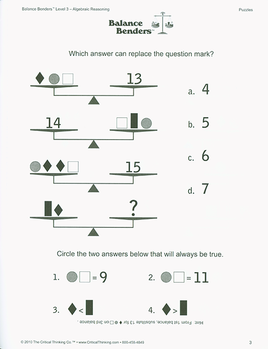 Balance Benders - Level 3 (Grades 8-12)