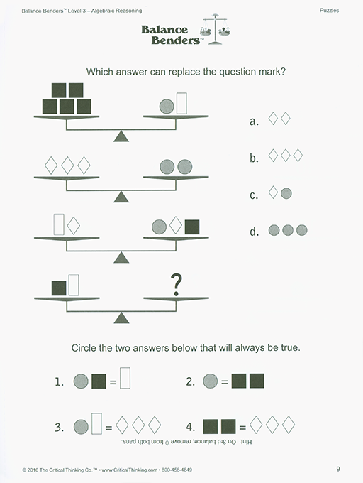 Balance Benders - Level 3 (Grades 8-12)