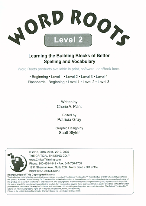 Word Roots Level 2 (Grades 5-12+)