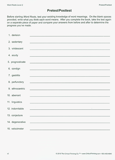 Word Roots Level 2 (Grades 5-12+)