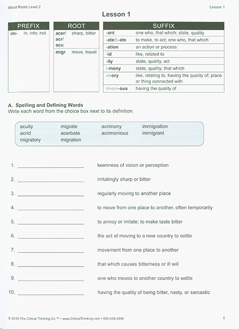 Word Roots Level 2 (Grades 5-12+)
