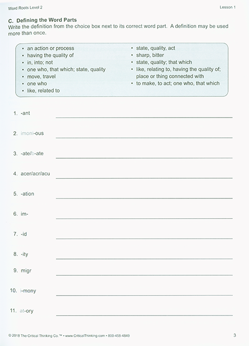 Word Roots Level 2 (Grades 5-12+)