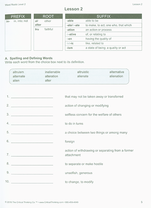 Word Roots Level 2 (Grades 5-12+)