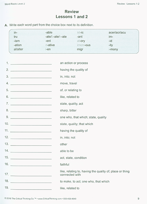 Word Roots Level 2 (Grades 5-12+)