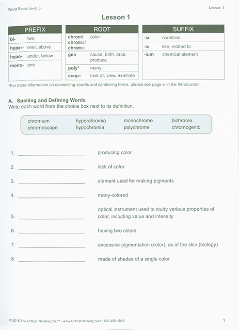 Word Roots Level 3 (Grades 7-12+)