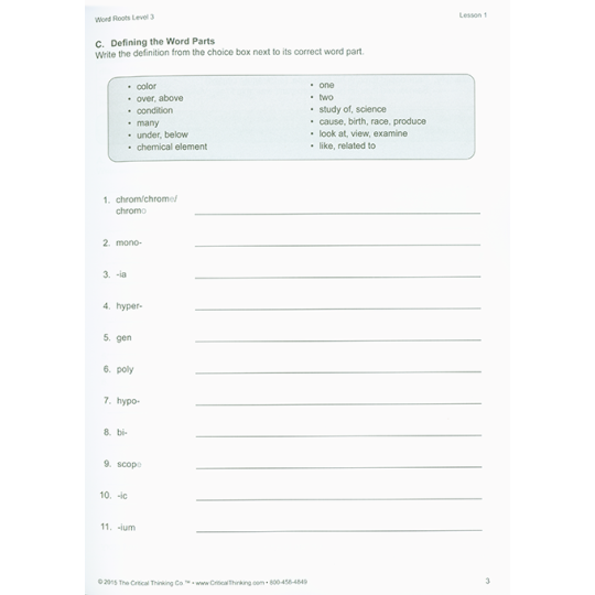 Word Roots Level 3 (Grades 7-12+)