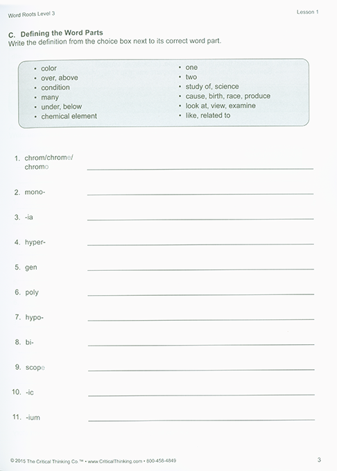 Word Roots Level 3 (Grades 7-12+)