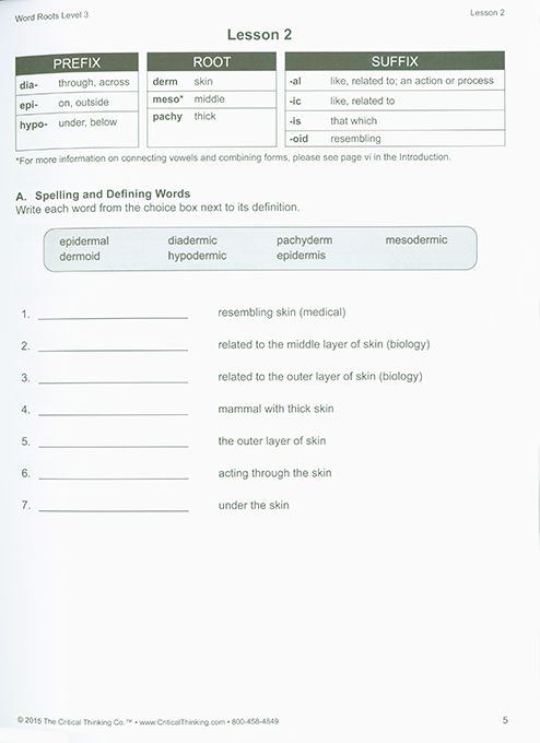 Word Roots Level 3 (Grades 7-12+)