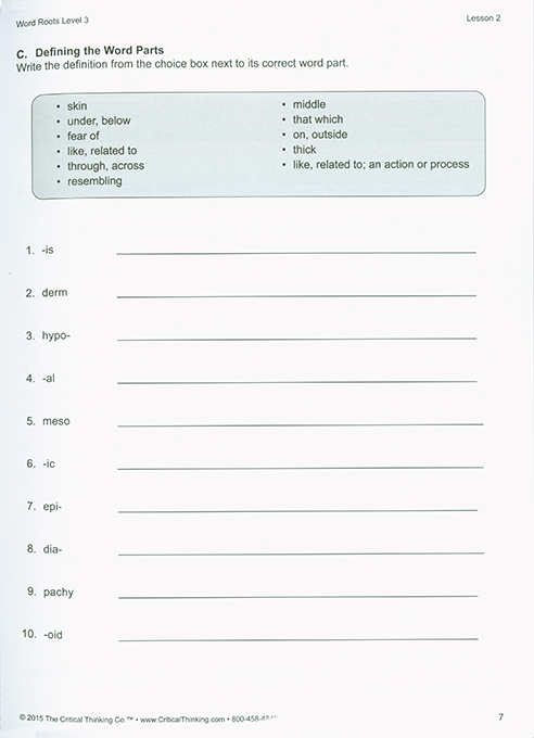 Word Roots Level 3 (Grades 7-12+)