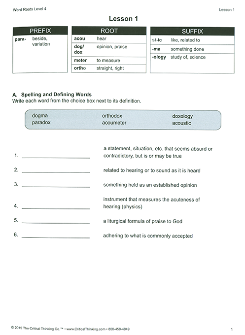 Word Roots Level 4 (Grades 7-12+)