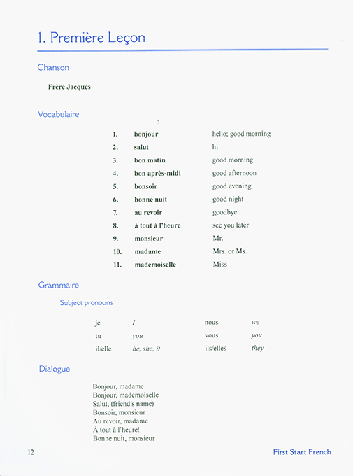 First Start French I Student Wkbk