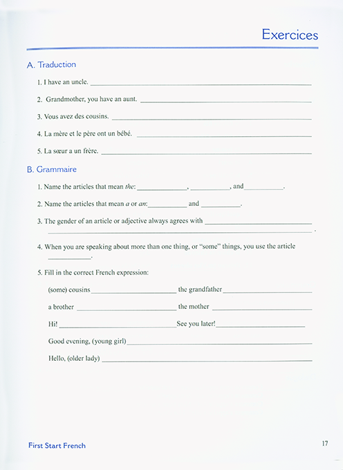 First Start French I Student Wkbk