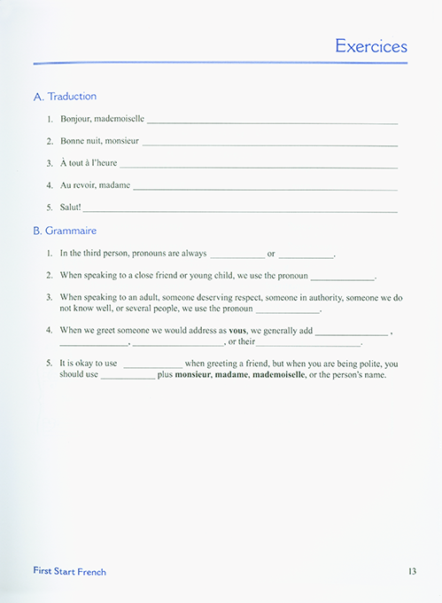 First Start French I Student Wkbk