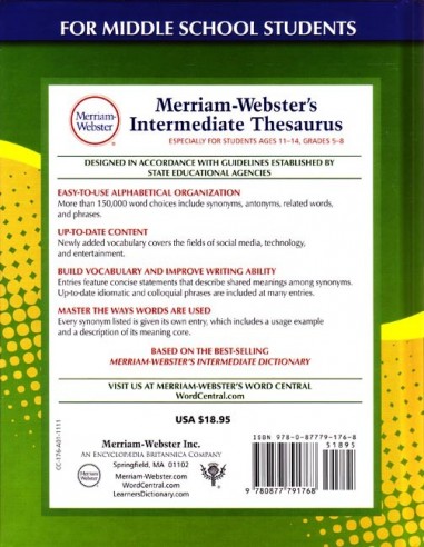 Merriam Webster S Intermediate Thesaurus Grades 5 6