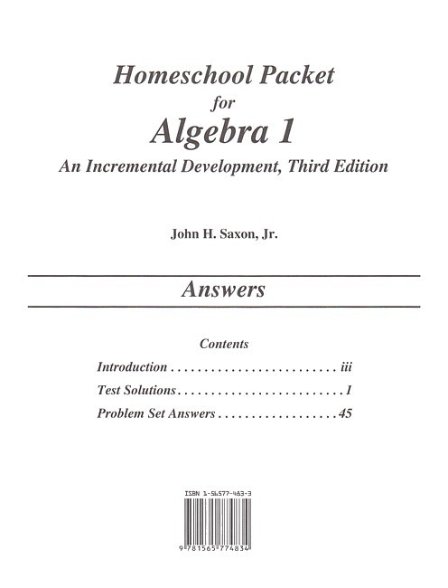 Saxon Algebra 1 (3rd edition) Text & Test Key