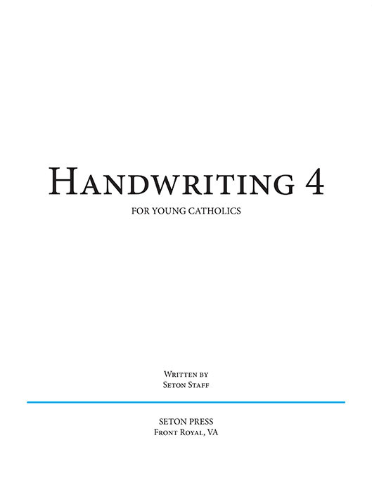 Handwriting 4 for Young Catholics