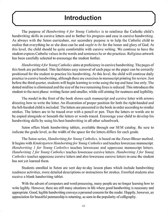 Handwriting 4 for Young Catholics