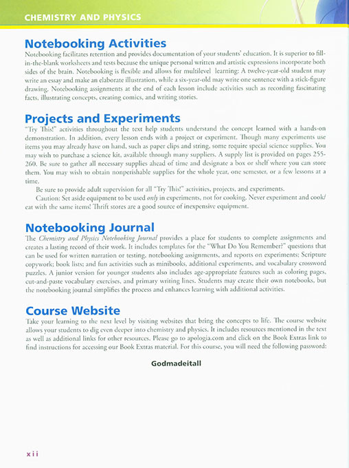 Exploring Creation with Chemistry and Physics