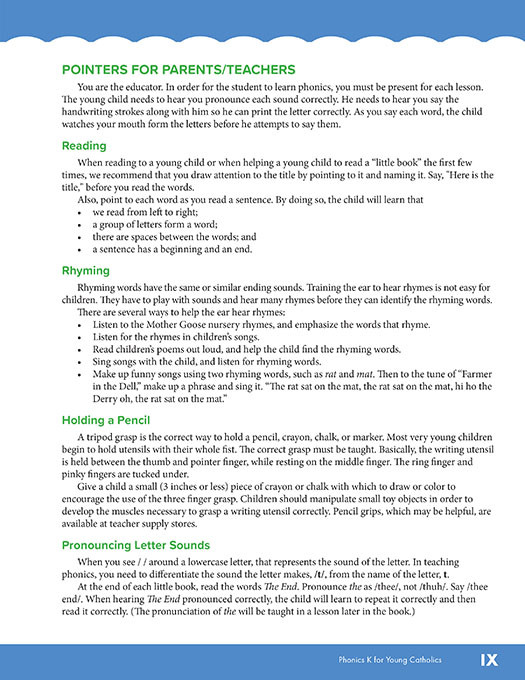 Phonics K for Young Catholics
