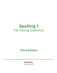 Spelling 1 for Young Catholics (3rd Ed.)