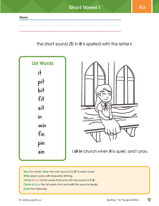 Spelling 1 for Young Catholics (3rd Ed.)