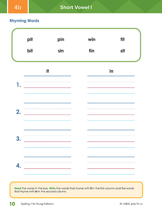 Spelling 1 for Young Catholics (3rd Ed.)