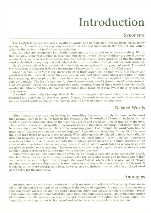 Merriam-Webster's Intermediate Thesaurus (Grades 7-8)