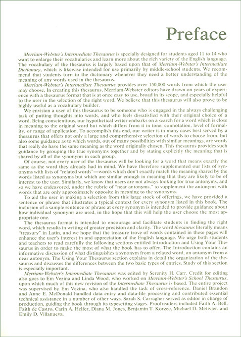 Merriam-Webster's Intermediate Thesaurus (Grades 7-8)