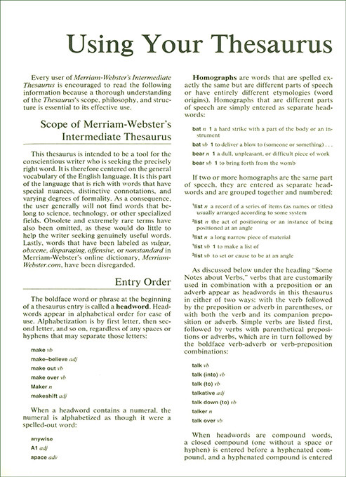 Merriam-Webster's Intermediate Thesaurus (Grades 7-8)