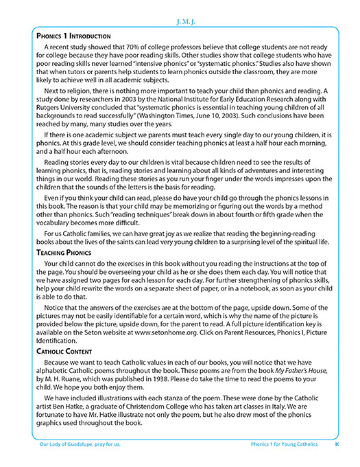 Phonics 1 for Young Catholics Legacy Ed. Part 1