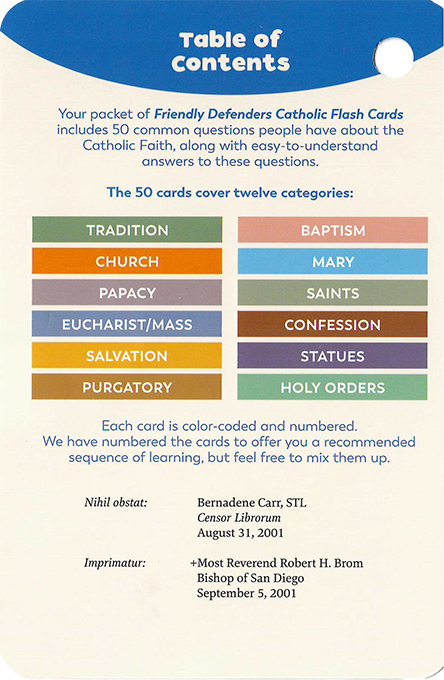 Friendly Defenders Catholic Flash Cards