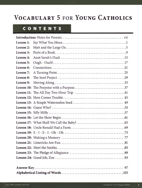 Vocabulary 5 For Young Catholics