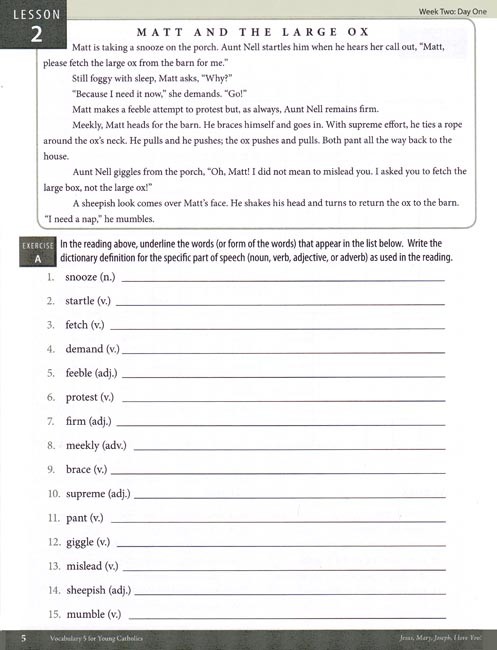 Vocabulary 5 For Young Catholics