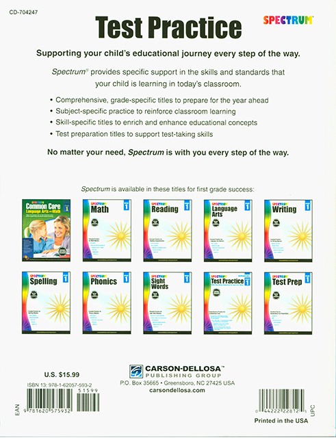 Spectrum Test Practice Workbook Grade 1