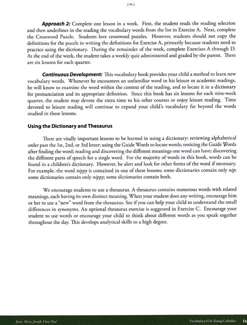 Vocabulary 6 for Young Catholics
