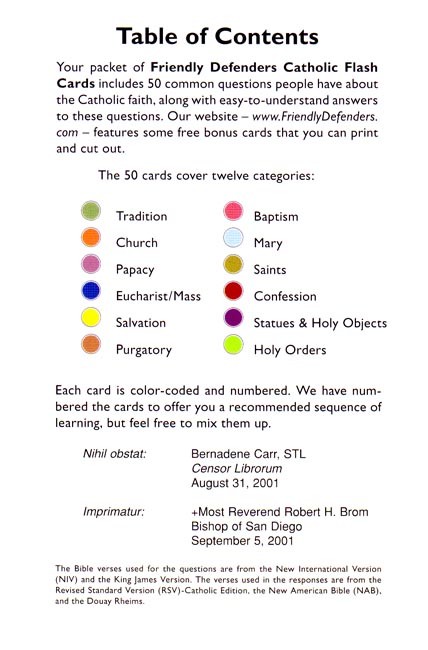 Friendly Defenders Catholic Flash Cards