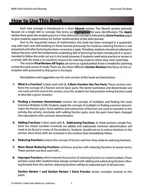 Math Tutor: Fractions and Decimals