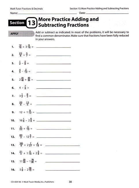 Math Tutor: Fractions and Decimals