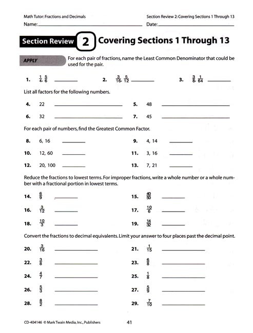 Math Tutor: Fractions and Decimals