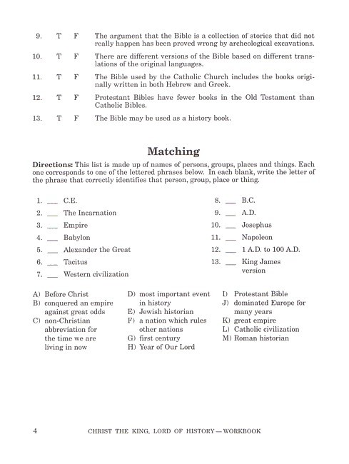 Christ the King, Lord of History Workbook and Study Guide