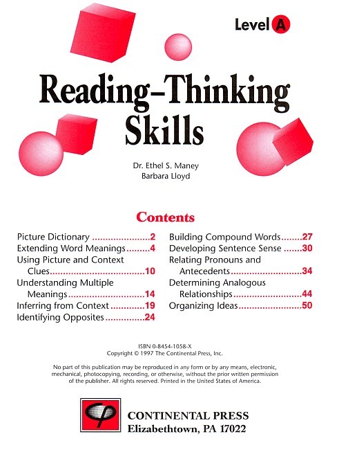 Reading/Thinking Skills Level A