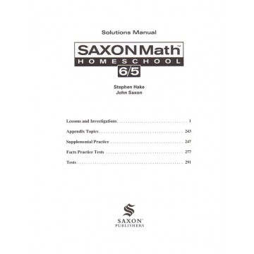 Saxon 65 (Homeschool, 3rd edition) Solutions Manual