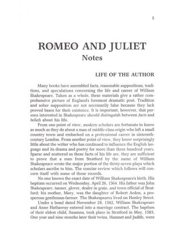 Cliffs Notes for Romeo and Juliet