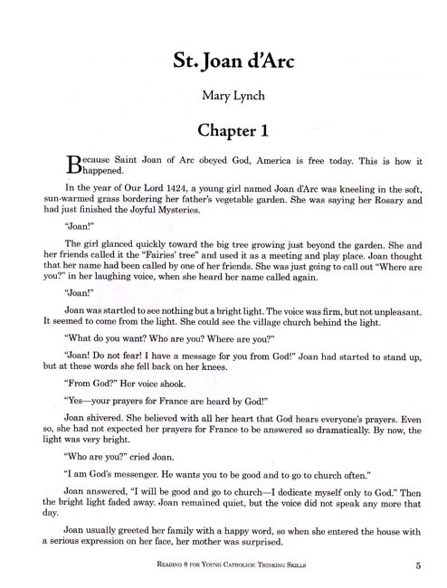 Reading 8 for Young Catholics Thinking Skills (key in book)