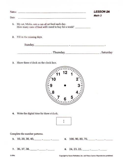 Saxon Math 3 Teacher's Manual