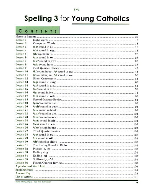 Spelling 3 for Young Catholics (key in book)