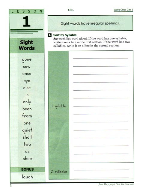 Spelling 3 for Young Catholics (key in book)